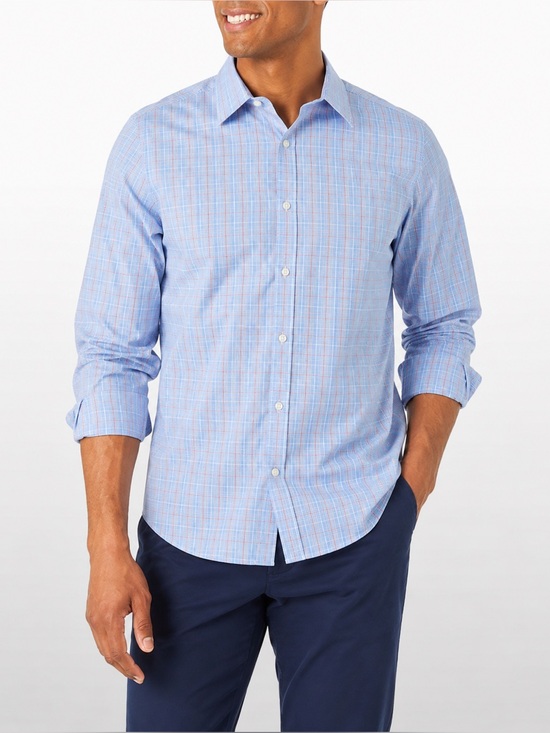 Nautica Other - Nautica Men’s XL Blue Pinpoint Plaid Button Up Dress Shirt 17 34/35